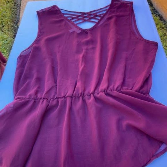 Burgundy Sheer Blouse - Picture 2 of 7
